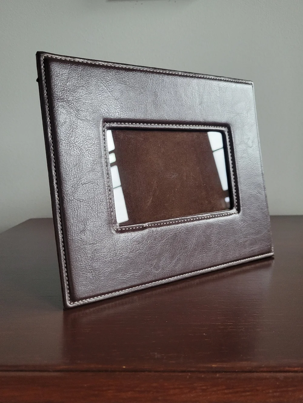 Faux Leather Chocolate Brown Photo Frame, 8